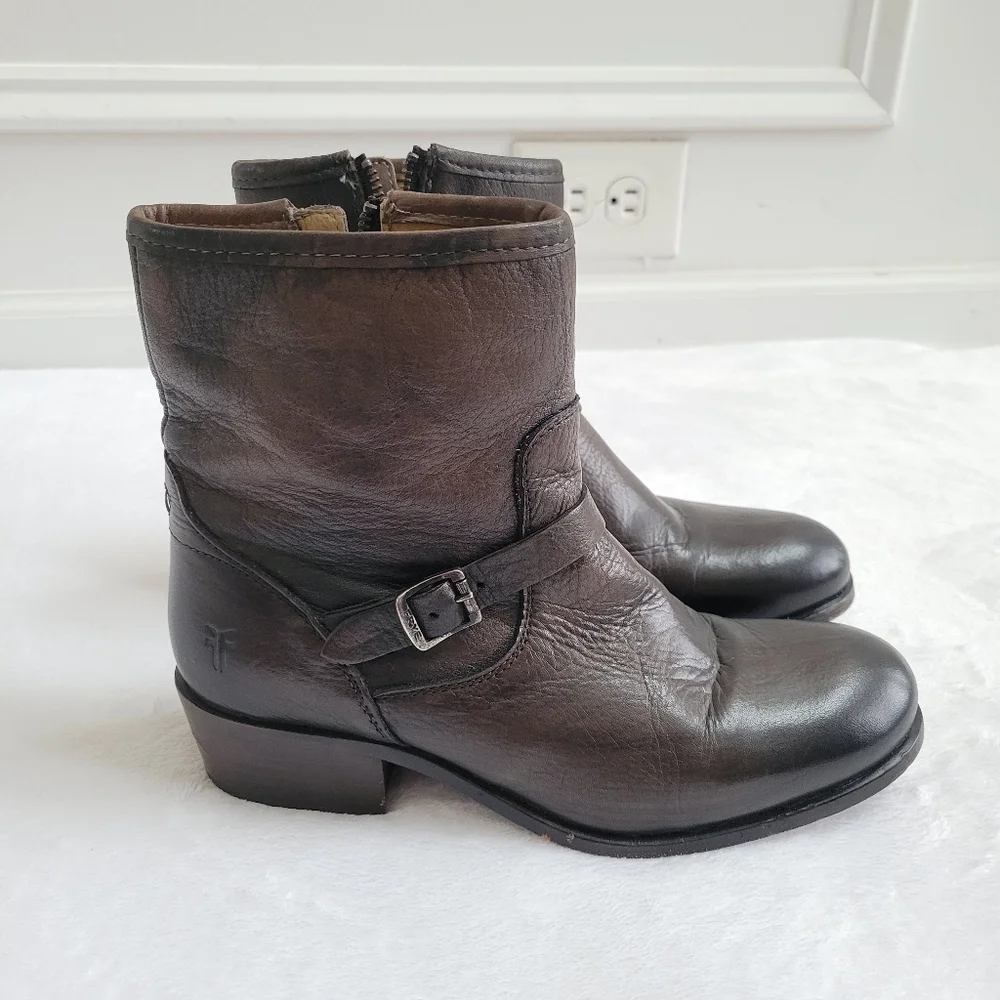 Frye Lynn Strap Size 7 Short‎ Boot Leather Moto Ankle Bootie